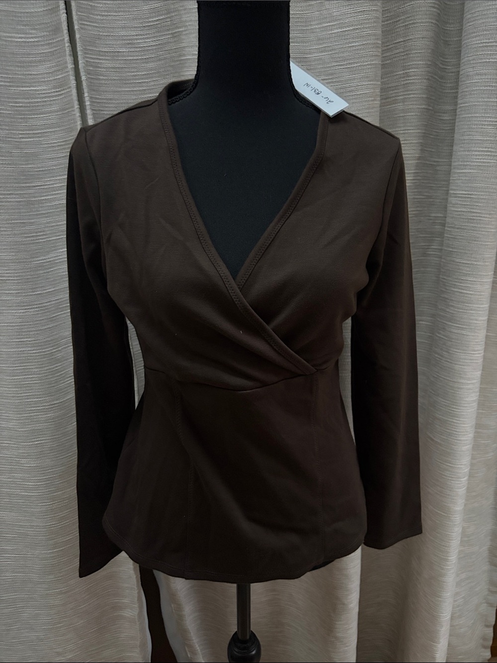 Eddie Bauer Women's Brown Wrap Blouse with V-Neck